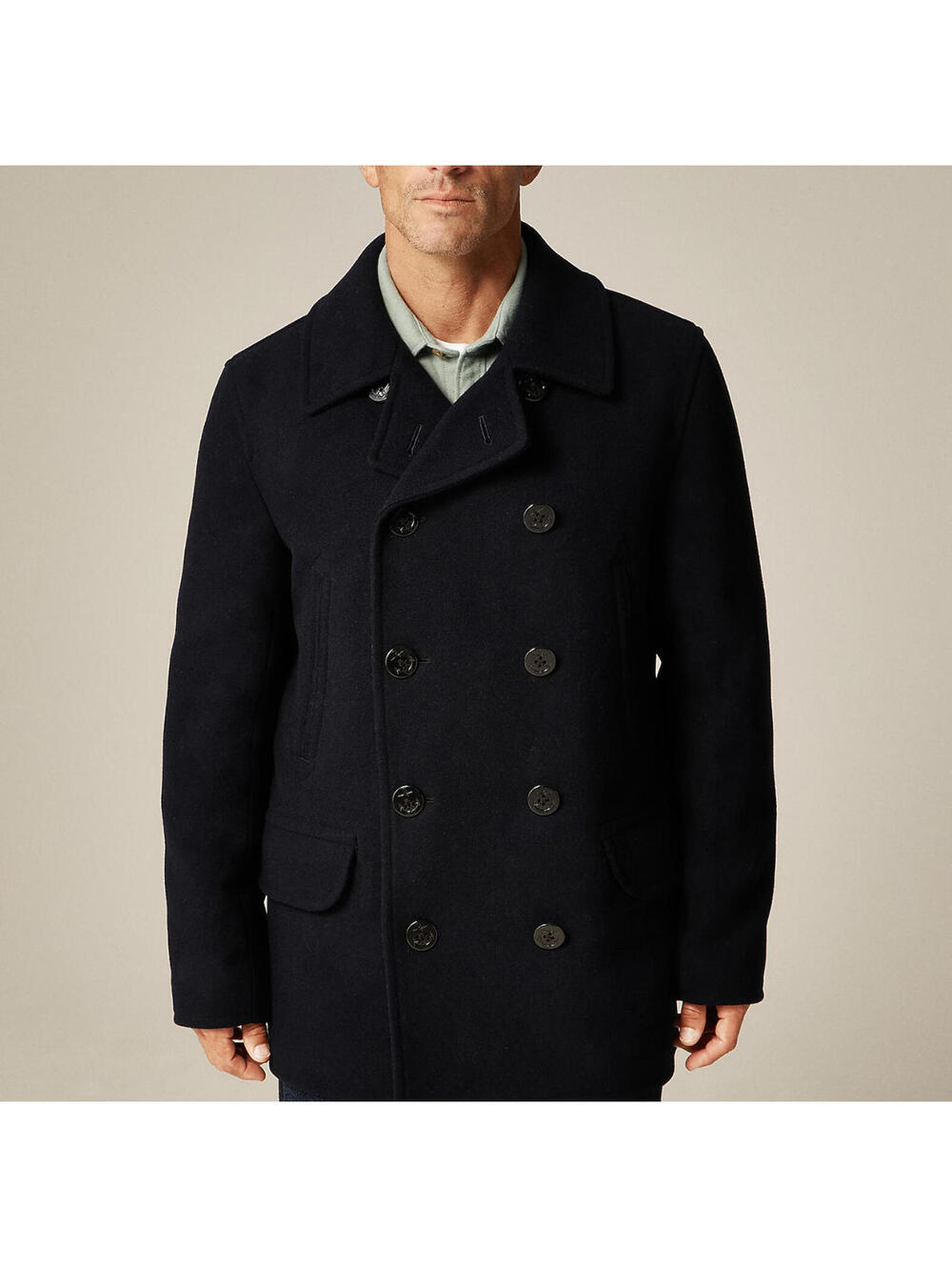 J.Crew Dock Peacoat Mens Navy Blue Wool Thinsulate Nautical Winter Coat Jacket M